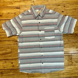 RedHead Men’s Gray/White Stripe 100% Cotton Short Sleeve Button Down Shirt Sz M